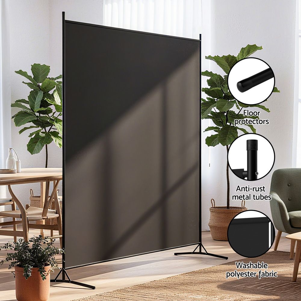 Artiss Room Divider Set of 2 Privacy Screen Fabric Room Separator Partition 175x180cm Black