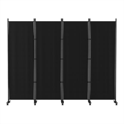 Artiss 4 Panel Room Divider Screen 217cm Wheel Fabric Black-Furniture &gt; Bedroom-PEROZ Accessories