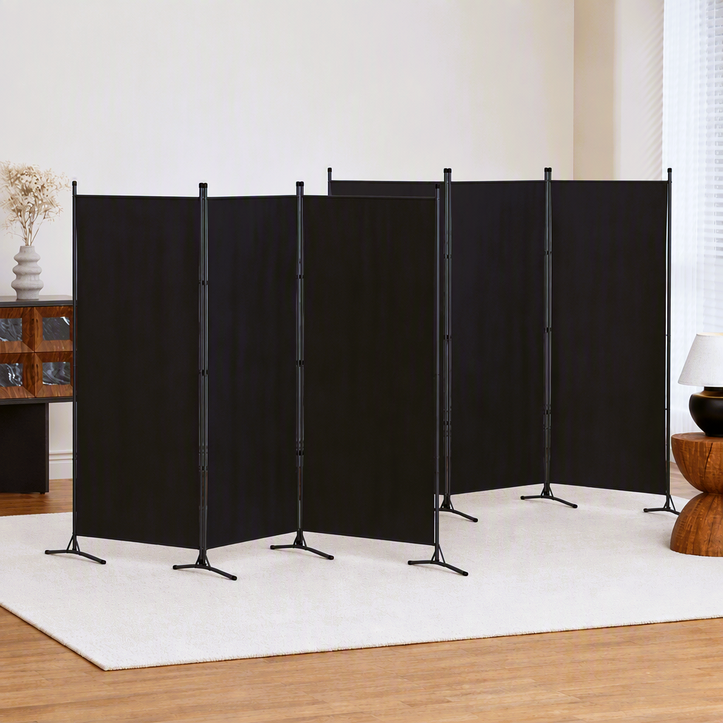 Artiss 3 Panel Room Divider Set of 2 Folding Privacy Screen Fabric Room Separator Partition Black-Furniture > Bedroom > Room Dividers-PEROZ Accessories