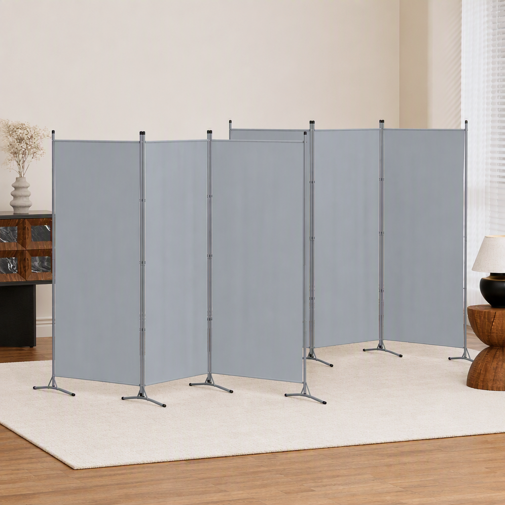 Artiss 3 Panel Room Divider Set of 2 Folding Privacy Screen Fabric Room Separator Partition Grey-Furniture > Bedroom > Room Dividers-PEROZ Accessories