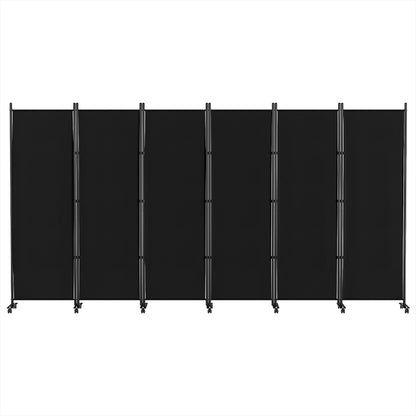 Artiss 6 Panel Room Divider Screen 323cm Wheel Fabric Black-Furniture &gt; Bedroom-PEROZ Accessories