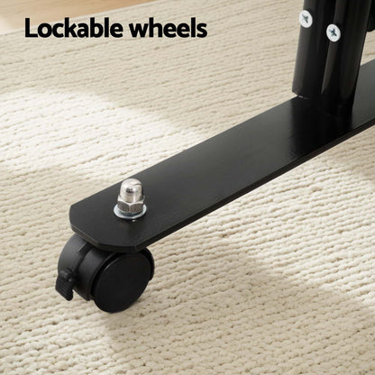 Artiss 6 Panel Room Divider Screen 323cm Wheel Fabric Black-Furniture &gt; Bedroom-PEROZ Accessories