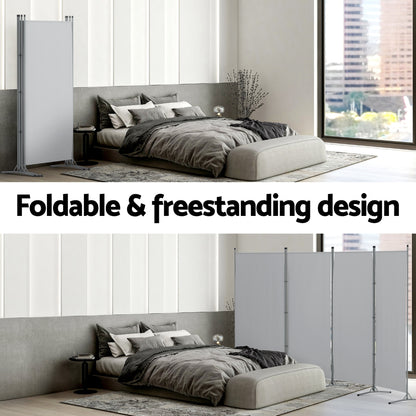 Artiss 4 Panel Room Divider Screen 345x180cm Fabric Grey-Furniture &gt; Bedroom &gt; Room Dividers-PEROZ Accessories