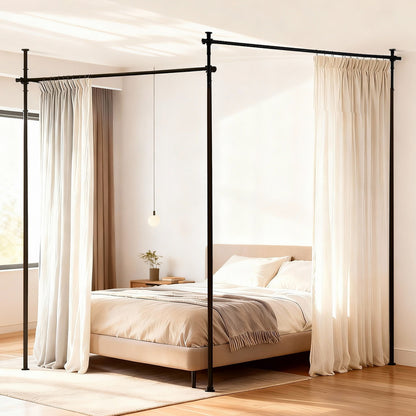 Artiss Room Divider Curtain Rod Extendable Black-Furniture &gt; Bedroom &gt; Room Dividers-PEROZ Accessories