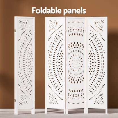 Artiss 3 Panel Room Divider Screen 132x170cm Circle White-Furniture &gt; Bedroom-PEROZ Accessories