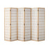 Oikiture 6 Panel Room Divider Timber Farbic Natural-Room Dividers-PEROZ Accessories