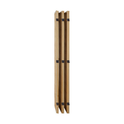Oikiture 6 Panel Room Divider Timber Farbic Natural-Room Dividers-PEROZ Accessories