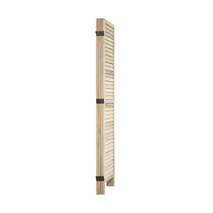 Oikiture 4 Panel Room Divider Timber Wooden Natural-Room Dividers-PEROZ Accessories