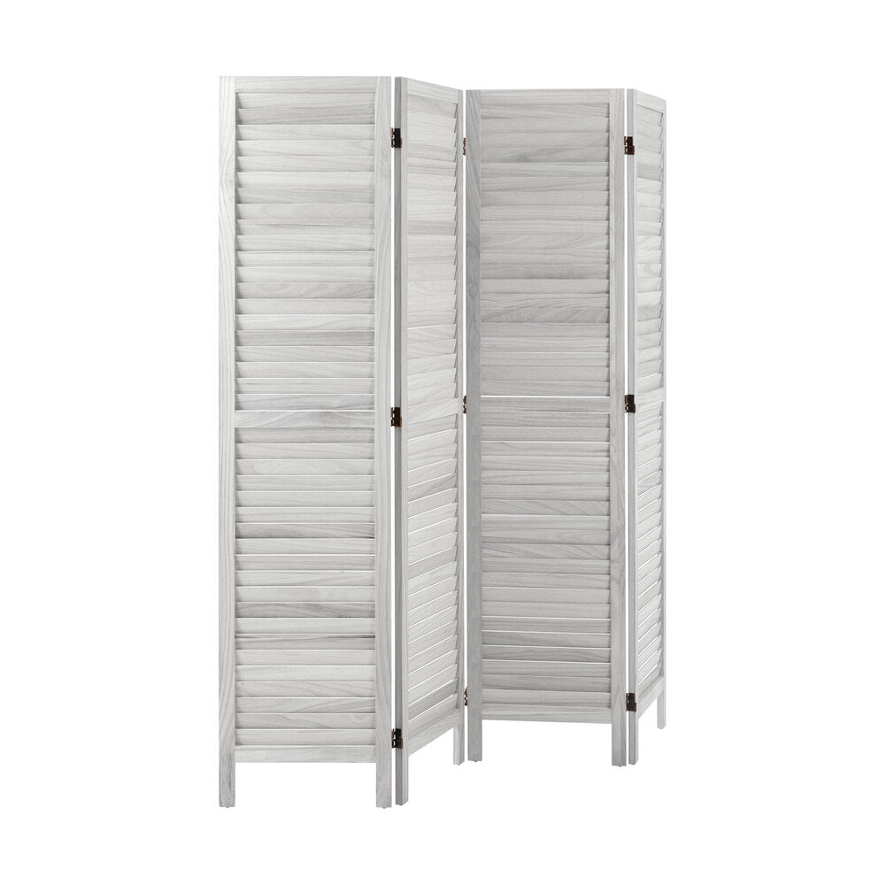 Oikiture 4 Panel Room Divider Timber Wooden Fold White-Room Dividers-PEROZ Accessories