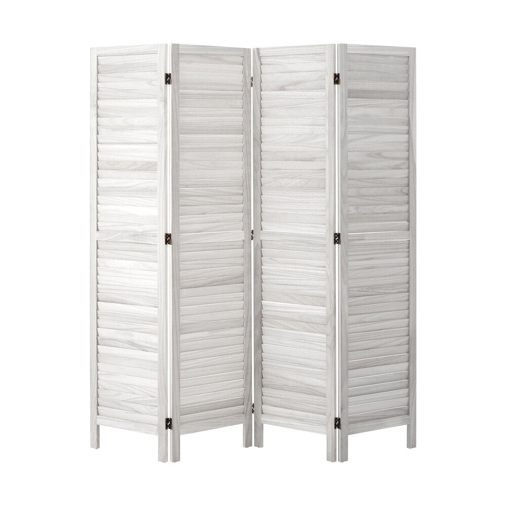 Oikiture 4 Panel Room Divider Timber Wooden Fold White-Room Dividers-PEROZ Accessories