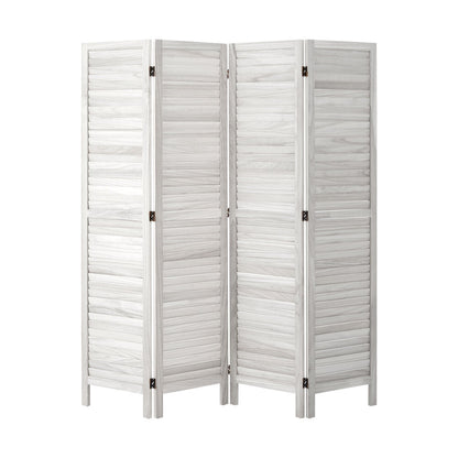 Oikiture 4 Panel Room Divider Timber Wooden Fold White-Room Dividers-PEROZ Accessories