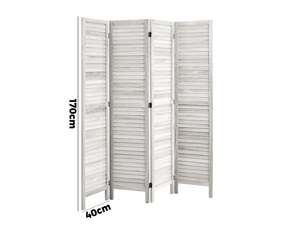 Oikiture 4 Panel Room Divider Timber Wooden Fold White-Room Dividers-PEROZ Accessories