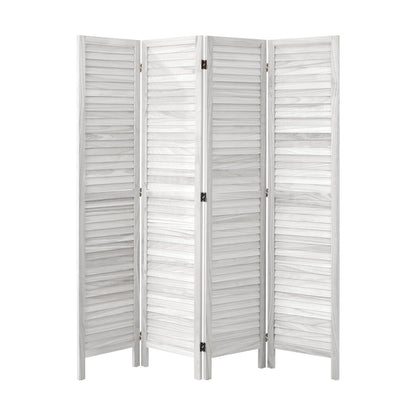 Oikiture 4 Panel Room Divider Timber Wooden Fold White-Room Dividers-PEROZ Accessories