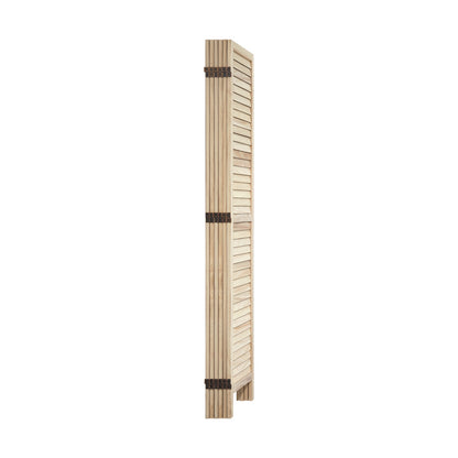 Oikiture 6 Panel Room Divider Timber Wooden Natural-Room Dividers-PEROZ Accessories