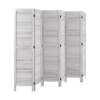 Oikiture 6 Panel Room Divider Timber Wooden Fold White-Room Dividers-PEROZ Accessories