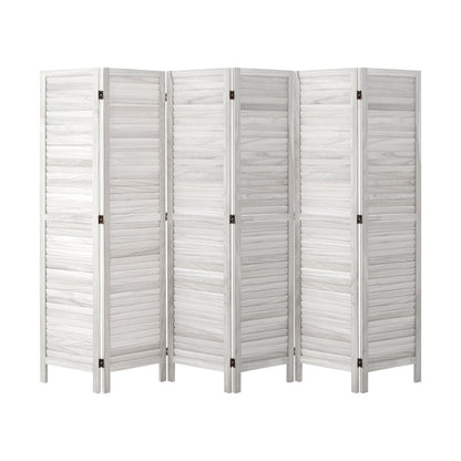Oikiture 6 Panel Room Divider Timber Wooden Fold White-Room Dividers-PEROZ Accessories