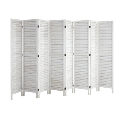 Oikiture 8 Panel Room Divider Timber Wooden Fold White-Room Dividers-PEROZ Accessories