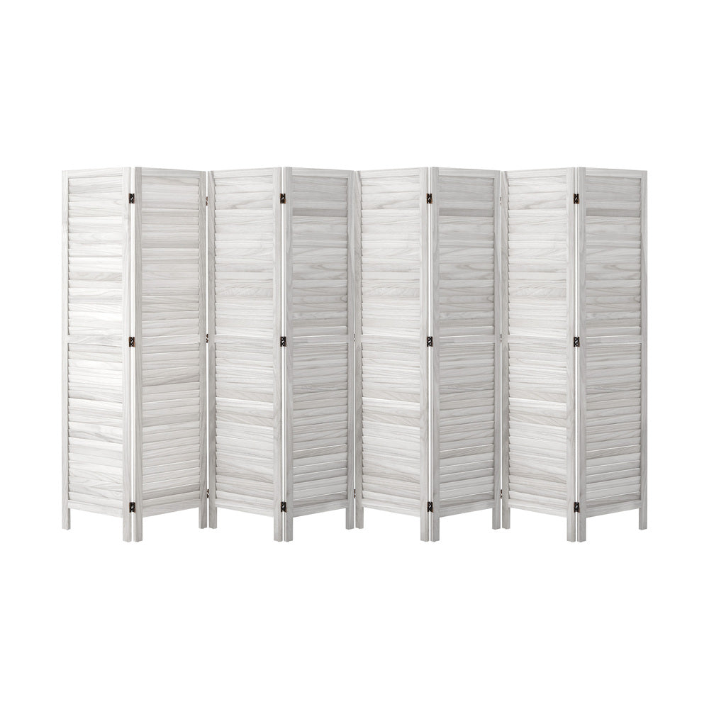 Oikiture 8 Panel Room Divider Timber Wooden Fold White-Room Dividers-PEROZ Accessories