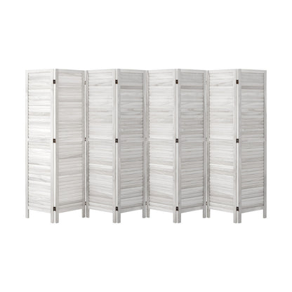 Oikiture 8 Panel Room Divider Timber Wooden Fold White-Room Dividers-PEROZ Accessories