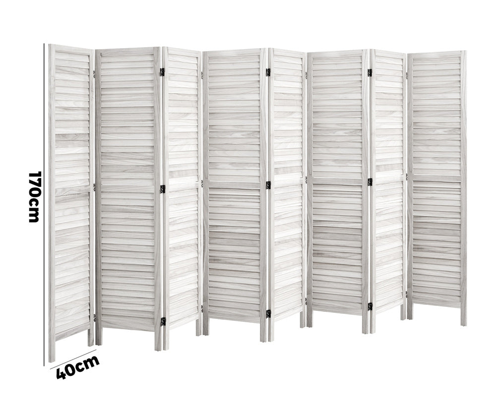 Oikiture 8 Panel Room Divider Timber Wooden Fold White-Room Dividers-PEROZ Accessories