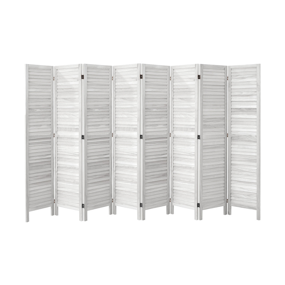 Oikiture 8 Panel Room Divider Timber Wooden Fold White-Room Dividers-PEROZ Accessories