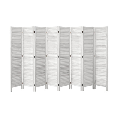 Oikiture 8 Panel Room Divider Timber Wooden Fold White-Room Dividers-PEROZ Accessories