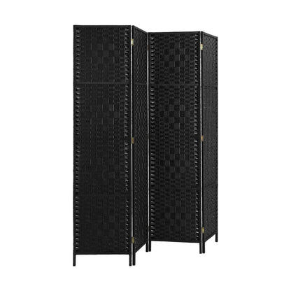 Oikiture 4 Panel Room Divider Privacy Screen Black-Room Divider-PEROZ Accessories
