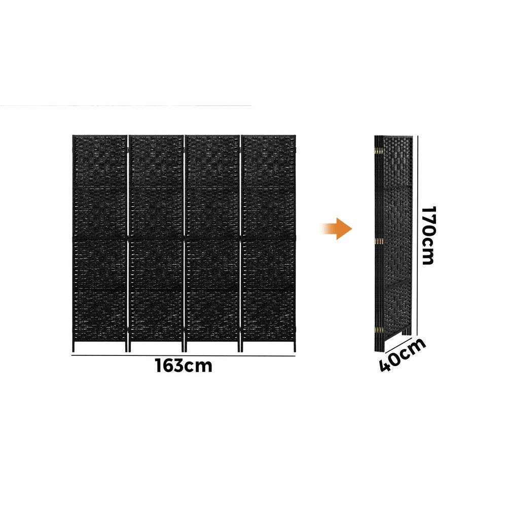 Oikiture 4 Panel Room Divider Privacy Screen Black-Room Divider-PEROZ Accessories
