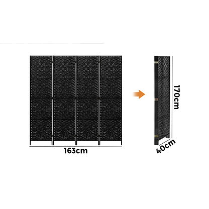 Oikiture 4 Panel Room Divider Privacy Screen Black-Room Divider-PEROZ Accessories