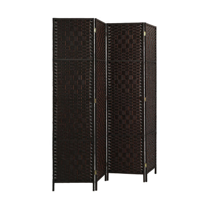 Oikiture 4 Panel Room Divider Privacy Screen Brown-Room Divider-PEROZ Accessories