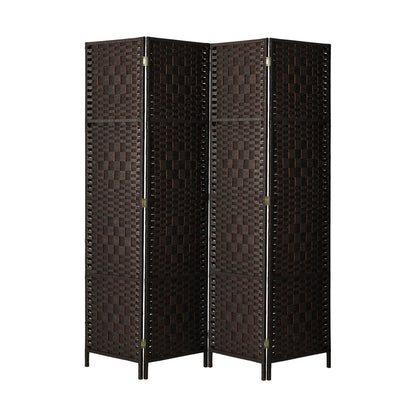 Oikiture 4 Panel Room Divider Privacy Screen Brown-Room Divider-PEROZ Accessories