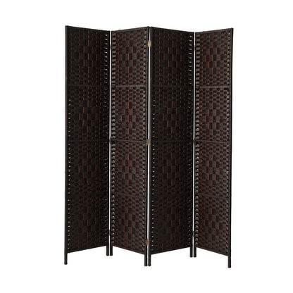 Oikiture 4 Panel Room Divider Privacy Screen Brown-Room Divider-PEROZ Accessories