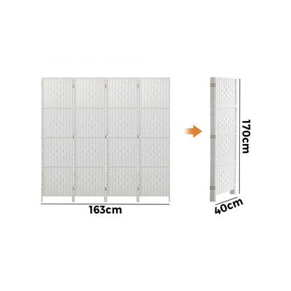 Oikiture 4 Panel Room Divider Privacy Screen White-Room Divider-PEROZ Accessories