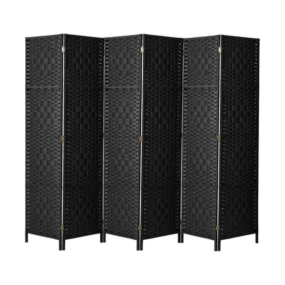 Oikiture 6 Panel Room Divider Privacy Screen Black-Room Divider-PEROZ Accessories
