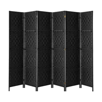 Oikiture 6 Panel Room Divider Privacy Screen Black-Room Divider-PEROZ Accessories