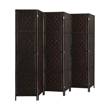 Oikiture 6 Panel Room Divider Privacy Screen Brown-Room Divider-PEROZ Accessories