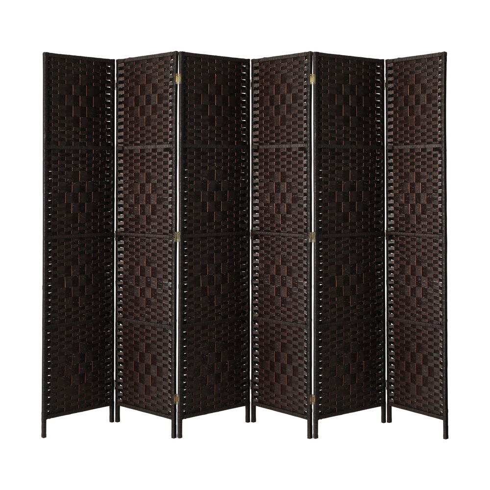 Oikiture 6 Panel Room Divider Privacy Screen Brown-Room Divider-PEROZ Accessories
