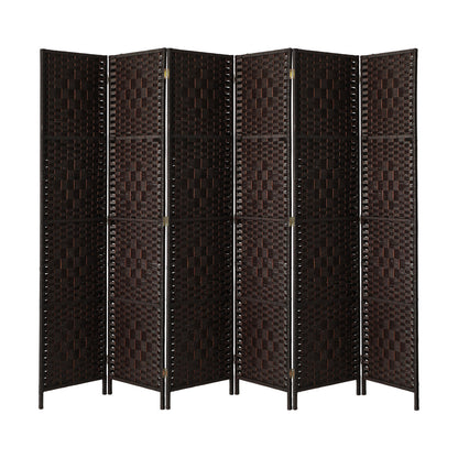 Oikiture 6 Panel Room Divider Privacy Screen Brown-Room Divider-PEROZ Accessories