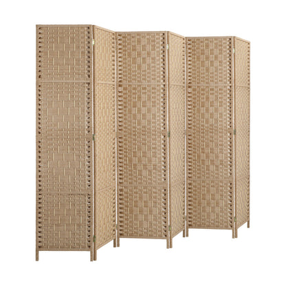 Oikiture 6 Panel Room Divider Privacy Screen Wood-Room Divider-PEROZ Accessories