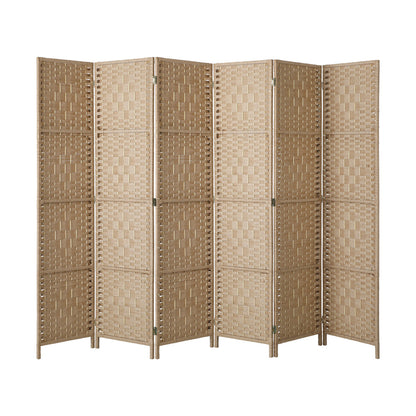 Oikiture 6 Panel Room Divider Privacy Screen Wood-Room Divider-PEROZ Accessories