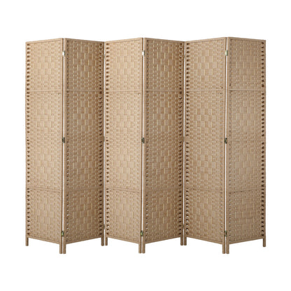 Oikiture 6 Panel Room Divider Privacy Screen Wood-Room Divider-PEROZ Accessories