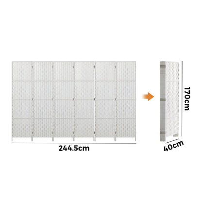 Oikiture 6 Panel Room Divider Privacy Screen White-Room Divider-PEROZ Accessories