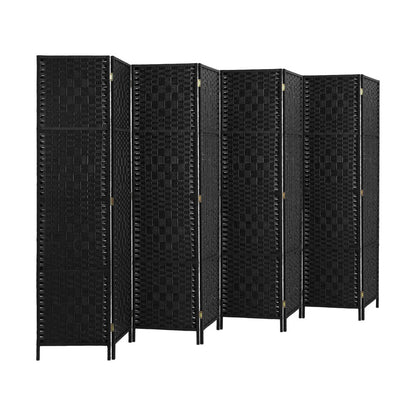 Oikiture 8 Panel Room Divider Privacy Screen Black-Room Divider-PEROZ Accessories