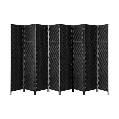 Oikiture 8 Panel Room Divider Privacy Screen Black-Room Divider-PEROZ Accessories