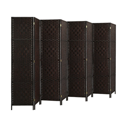 Oikiture 8 Panel Room Divider Privacy Screen Brown-Room Divider-PEROZ Accessories