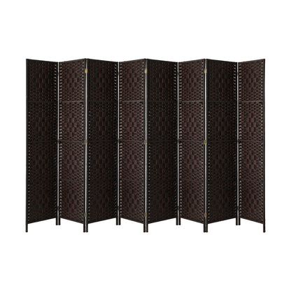 Oikiture 8 Panel Room Divider Privacy Screen Brown-Room Divider-PEROZ Accessories