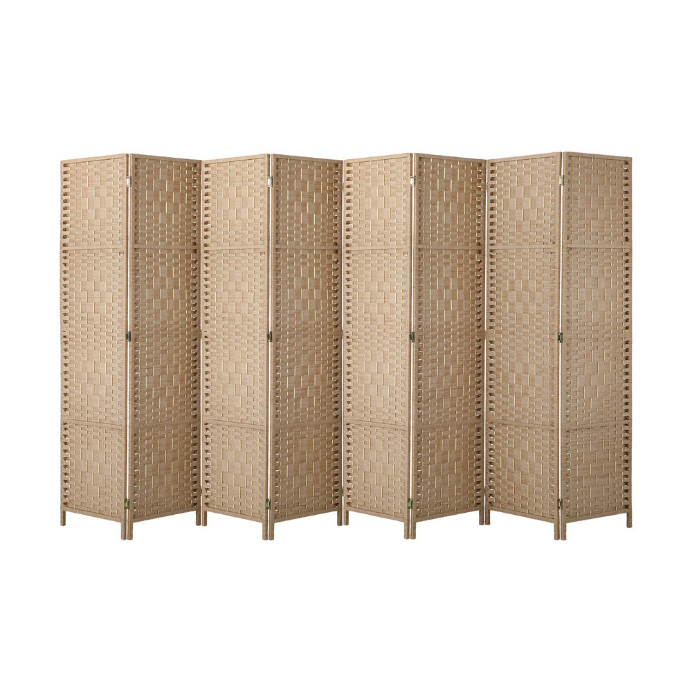 Oikiture 8 Panel Room Divider Privacy Screen Wood-Room Divider-PEROZ Accessories