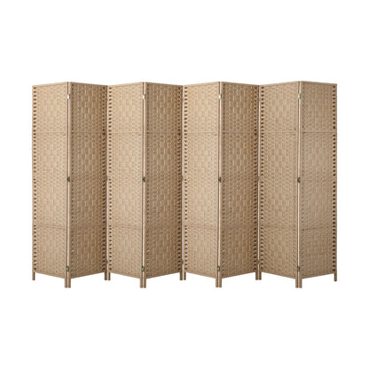 Oikiture 8 Panel Room Divider Privacy Screen Wood-Room Divider-PEROZ Accessories