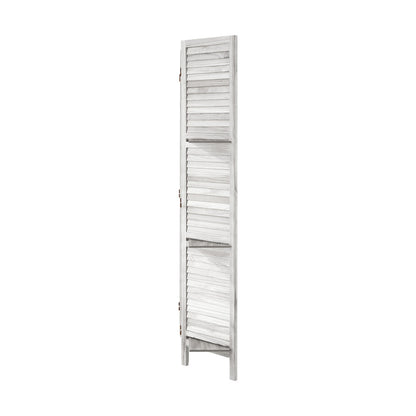 Oikiture 4 Panel Room Divider With Shelves Timber Wooden White-Room Dividers-PEROZ Accessories