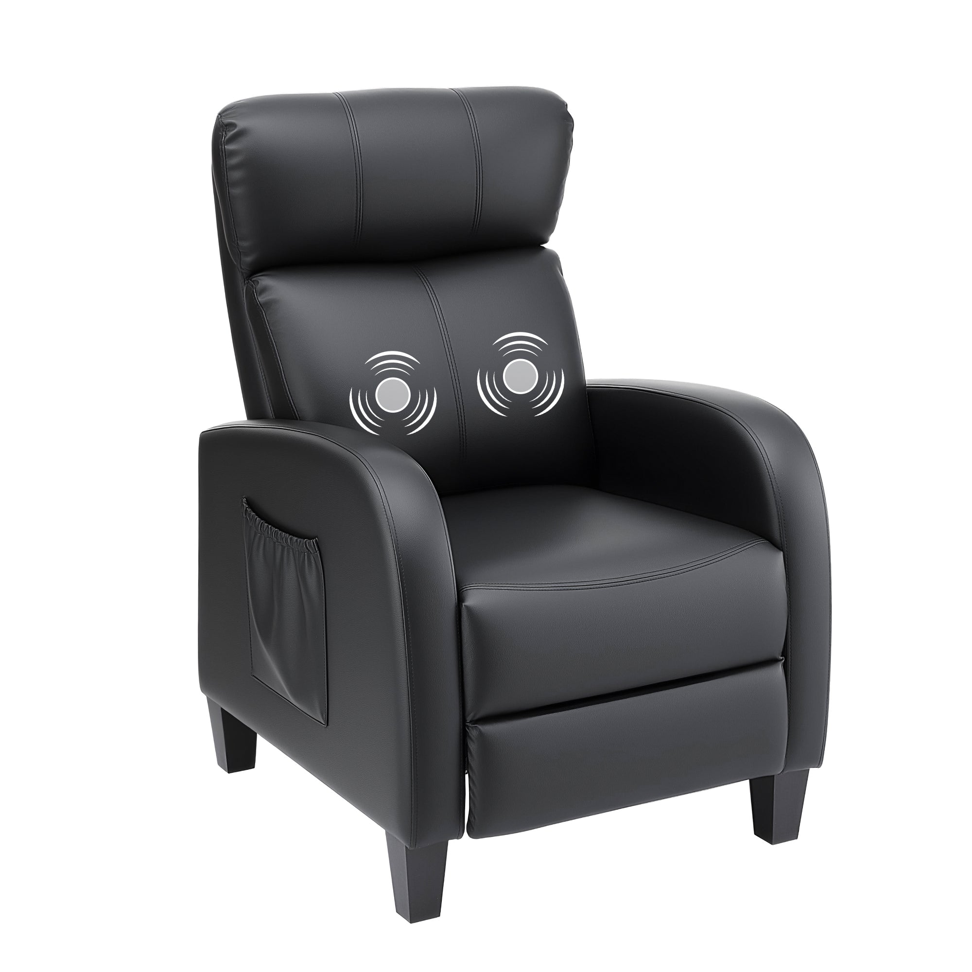Artiss Massage Recliner Chair Small Recliner Sofa for Adults PU Leather Black-Furniture > Bar Stools &amp; Chairs > Arm Chairs &amp; Recliners-PEROZ Accessories